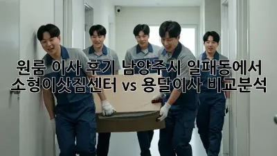 원룸 이사 후기: 남양주시 일패동에서 소형이삿짐센터 vs 용달이사 비교분석